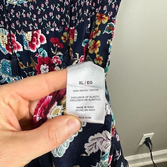 Bila boho floral asymmetrical hem Smocked waist sleeveless maxi dress - Picture 9 of 11